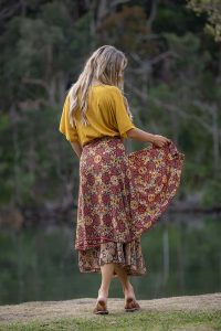 Rust Floral Wrap Skirt