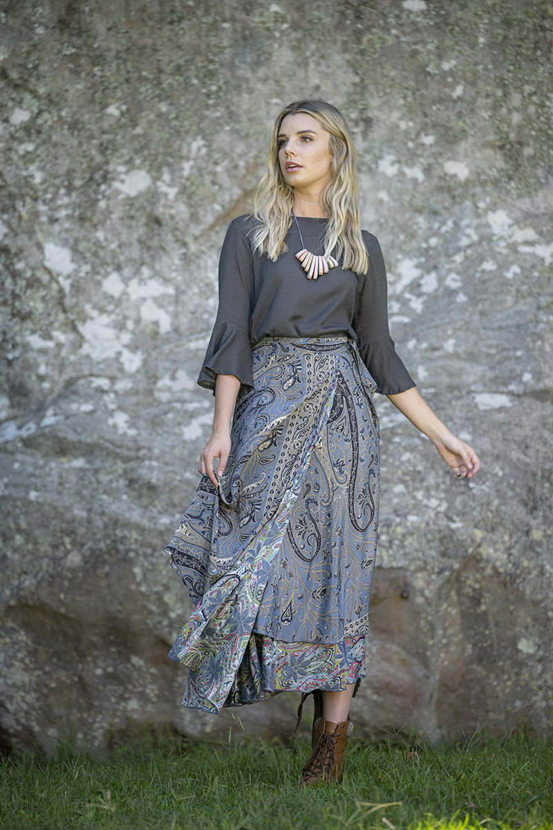 Double layer wrap skirt