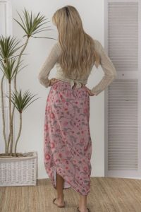 Long Velvet Pink Floral Skirt