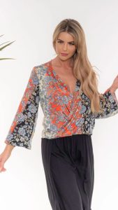 Printed crossover top boho style