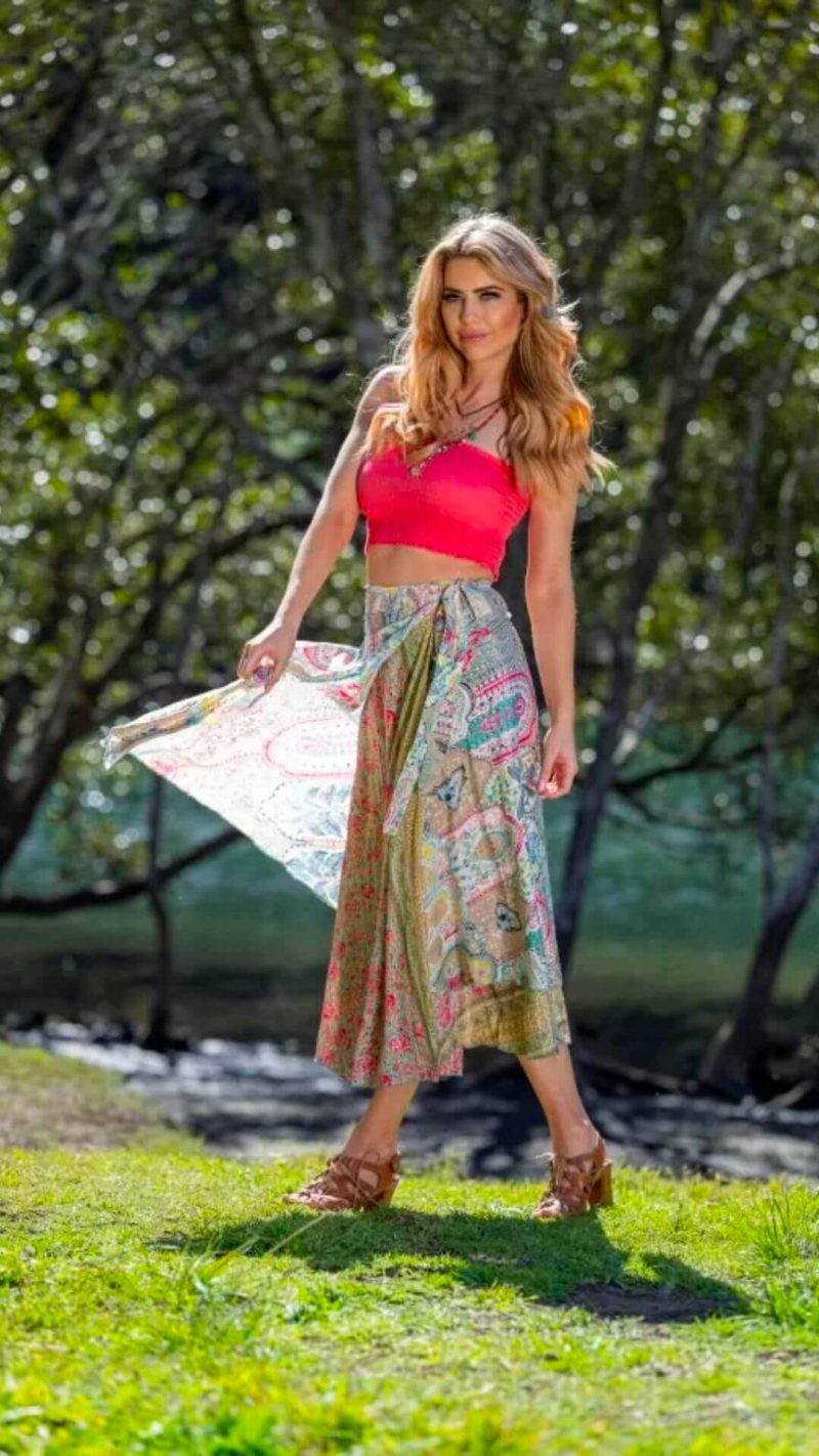 Pria wrap patterned maxi skirt